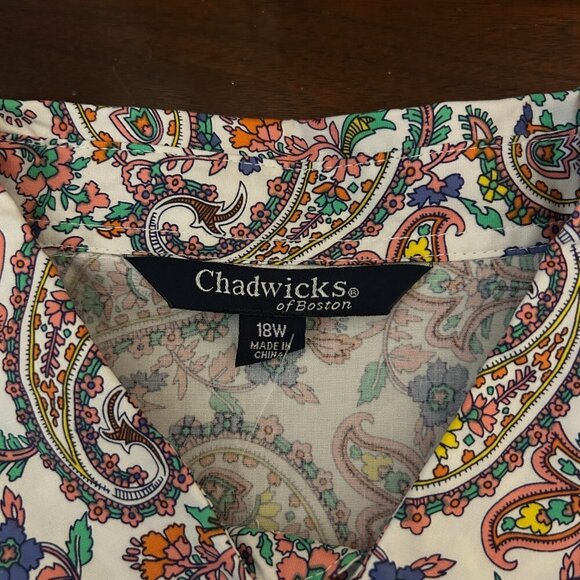 Chadwick's of Boston Size 18W Multi Color Paisley Sleeveless Button Front Shirt - Picture 5 of 5